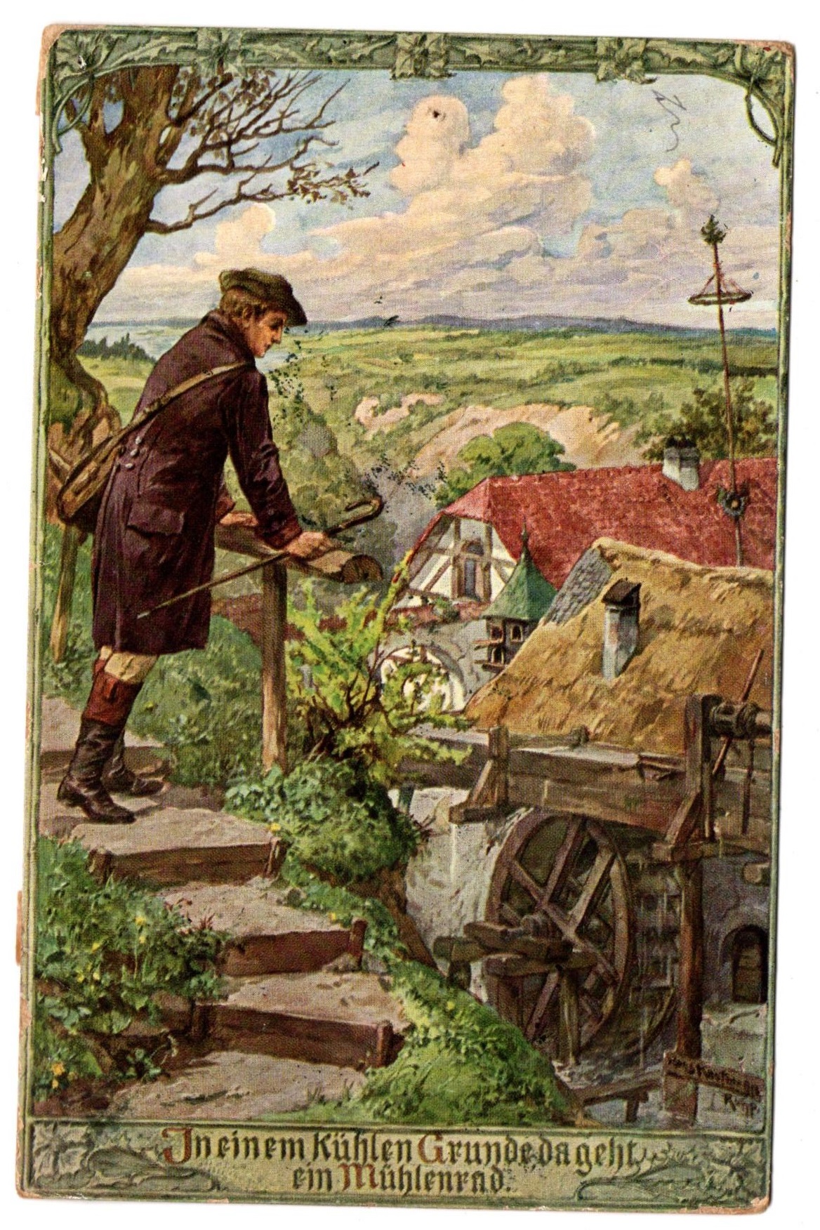 Postkarte "In einem kühlen Grunde da geht ein Mühlenrad"